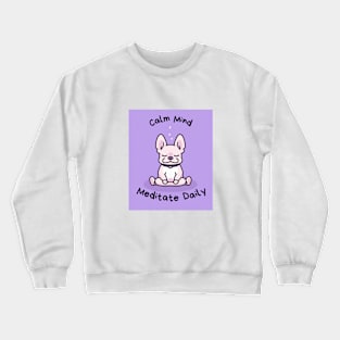 Kawaii Cute Yoga Meditating bullgod Crewneck Sweatshirt